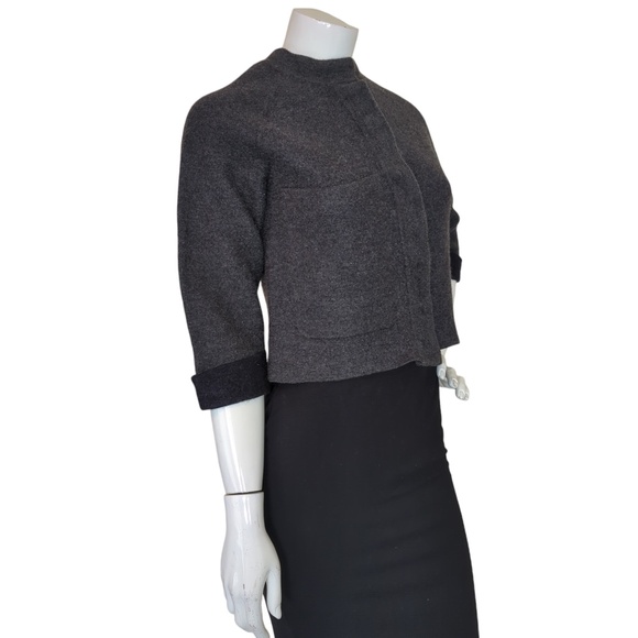 COS Grey Wool Cropped Sweater Jacket - Picture 1 of 13